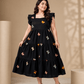 Midnight Butterfly Embroidered Dress - Achyutara