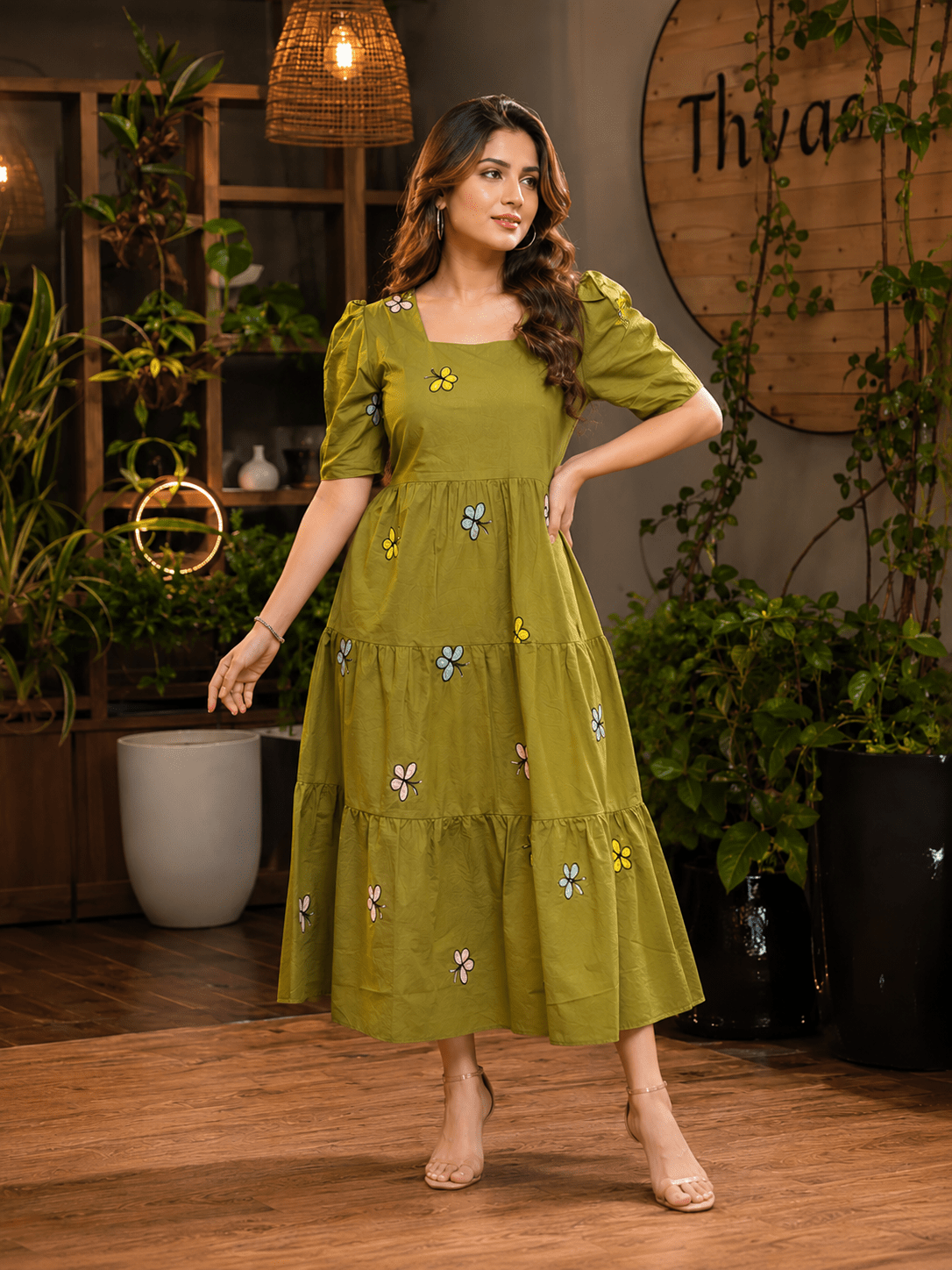 Midnight Butterfly Embroidered Dress - Achyutara
