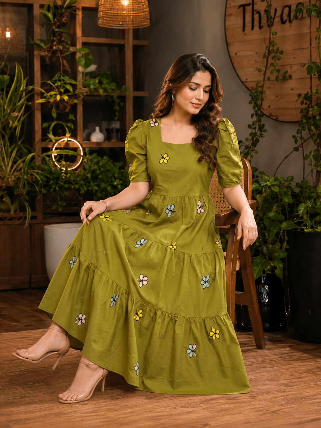 Midnight Butterfly Embroidered Dress - Achyutara