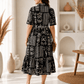 Midnight Monochrome Printed Maxi Dress - Achyutara