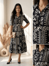 Midnight Monochrome Printed Maxi Dress - Achyutara