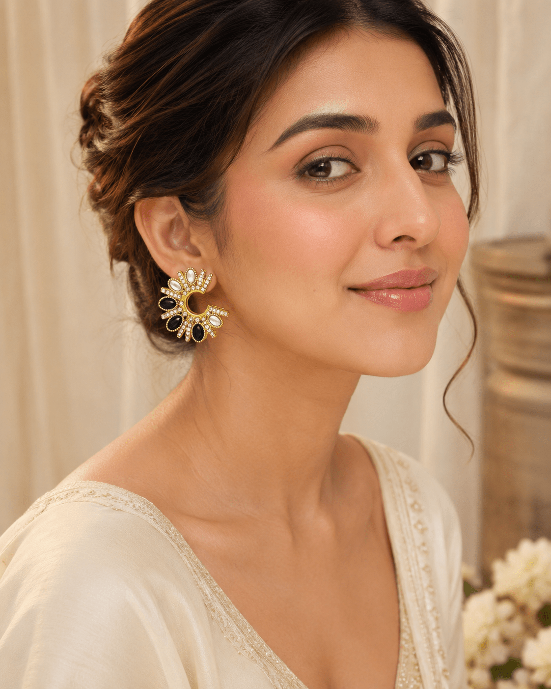 Midnight Royale Statement Earrings Black for Women - Achyutara