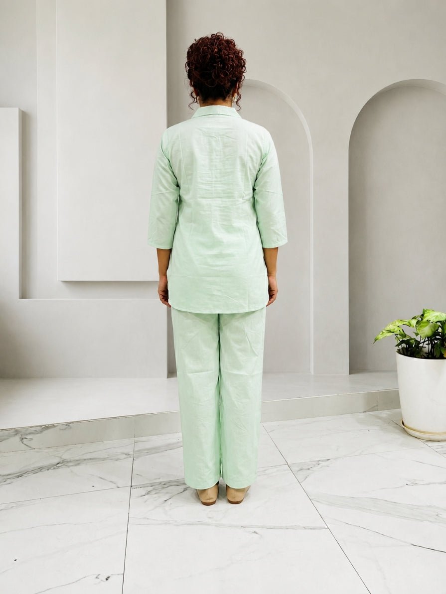Mint Bloom Embroidered Co-ord Set - Achyutara