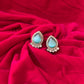 Mint Green Teardrop Crystal Halo Stud Earrings for Women - Achyutara