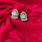 Mint Green Teardrop Crystal Halo Stud Earrings for Women - Achyutara