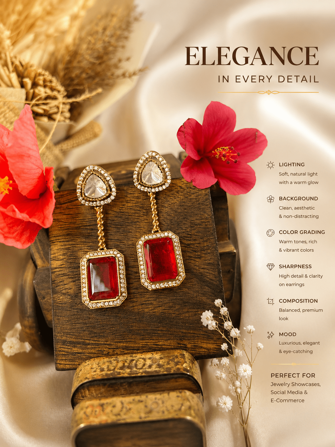 Moissanite Polki Doublet Stone Drop Earrings - Achyutara
