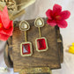 Moissanite Polki Doublet Stone Drop Earrings - Achyutara
