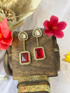 Moissanite Polki Doublet Stone Drop Earrings - Achyutara