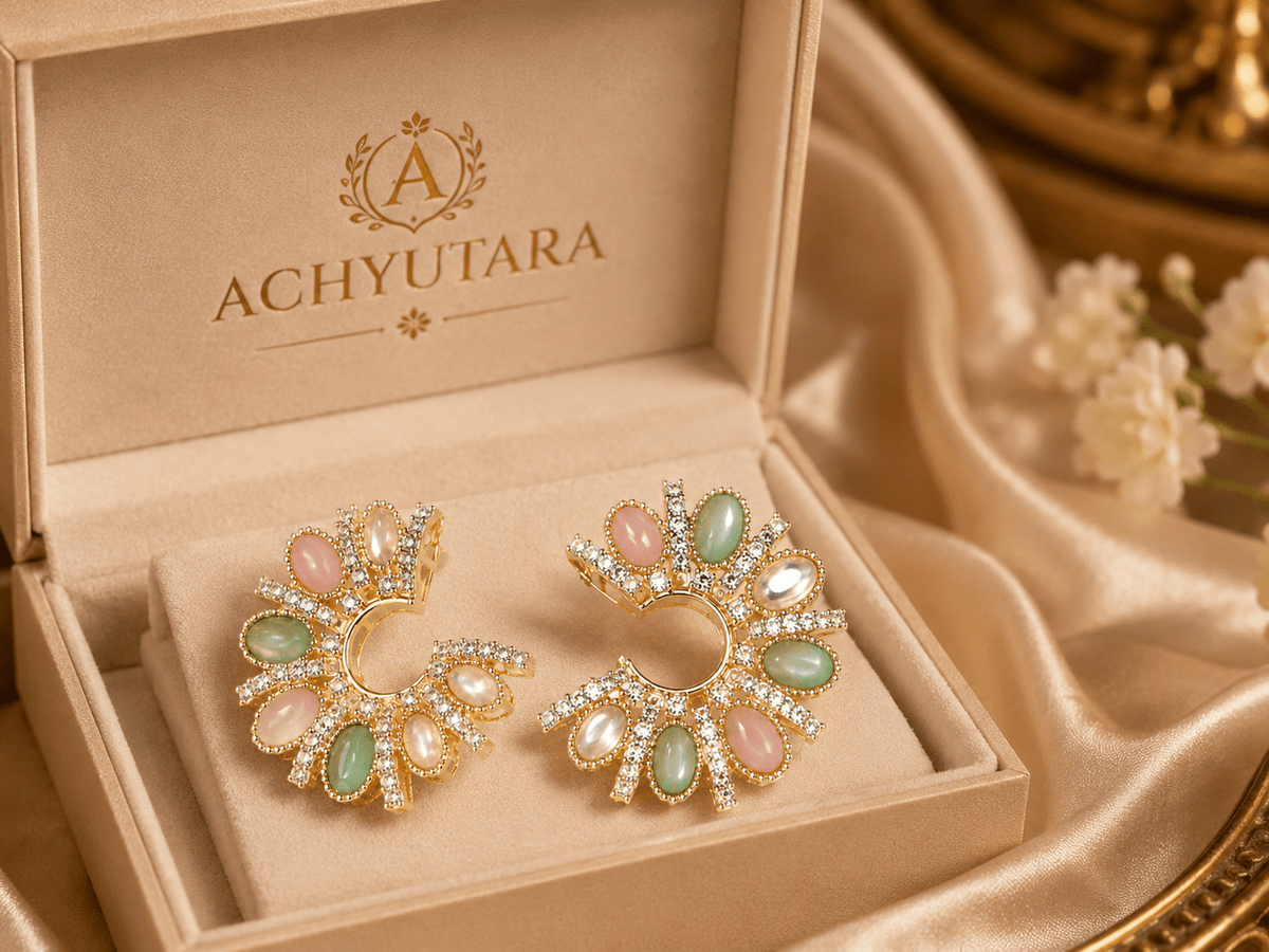 Multicolor Pastel Bloom Statement Earrings for Women - Achyutara