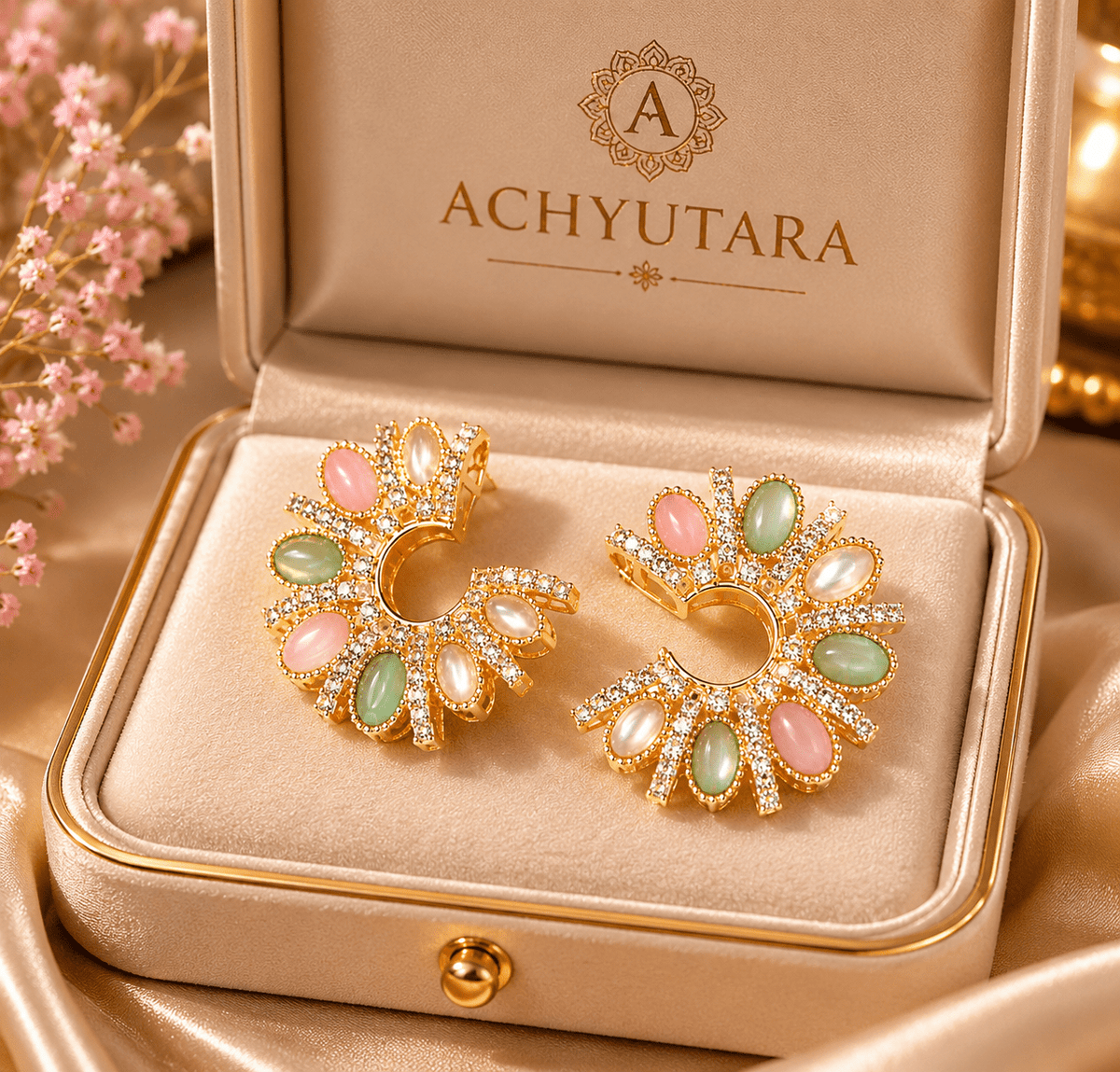 Multicolor Pastel Bloom Statement Earrings for Women - Achyutara