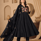 Noir Bloom Embroidered Anarkali Kurta Set - Achyutara