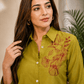 Olive Bloom Embroidered Co-ord Set - Achyutara