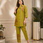 Olive Bloom Embroidered Co-ord Set - Achyutara