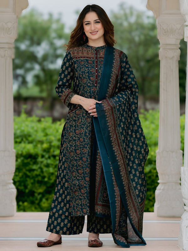 Royal Blue Embroidered Kurta Set - Achyutara
