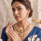 Royal Peacock Design Pink Stone Kundan Necklace Set - Achyutara