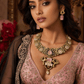 Royal Peacock Design Pink Stone Kundan Necklace Set - Achyutara