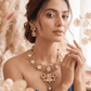 Royal Peacock Design Pink Stone Kundan Necklace Set - Achyutara