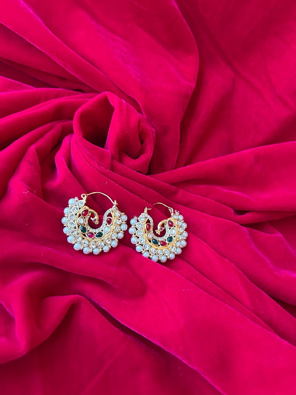 Royal Pearl Kundan Chandbali Earrings for Women - Achyutara