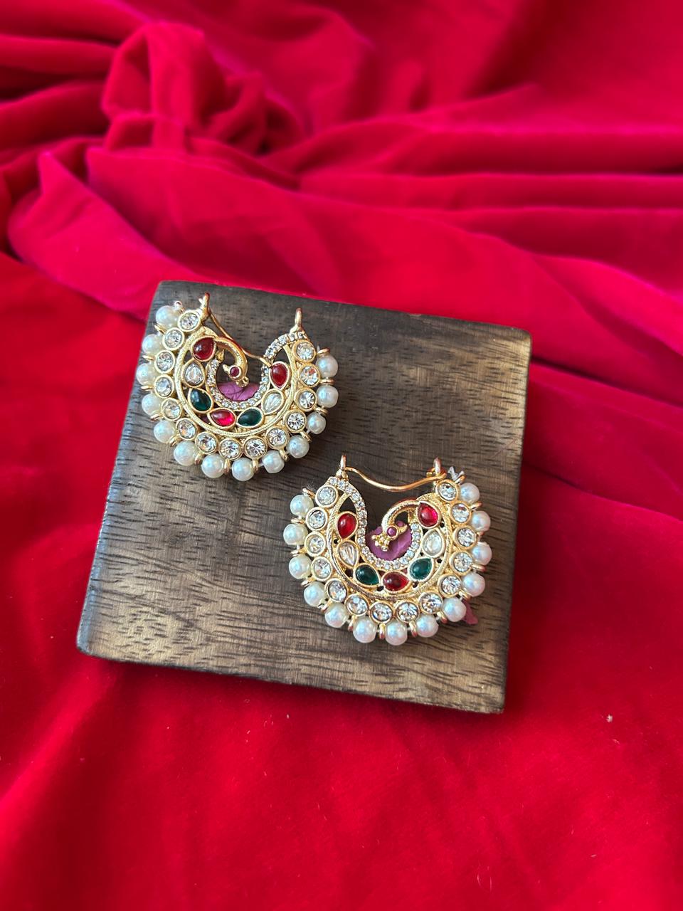 Royal Pearl Kundan Chandbali Earrings for Women - Achyutara