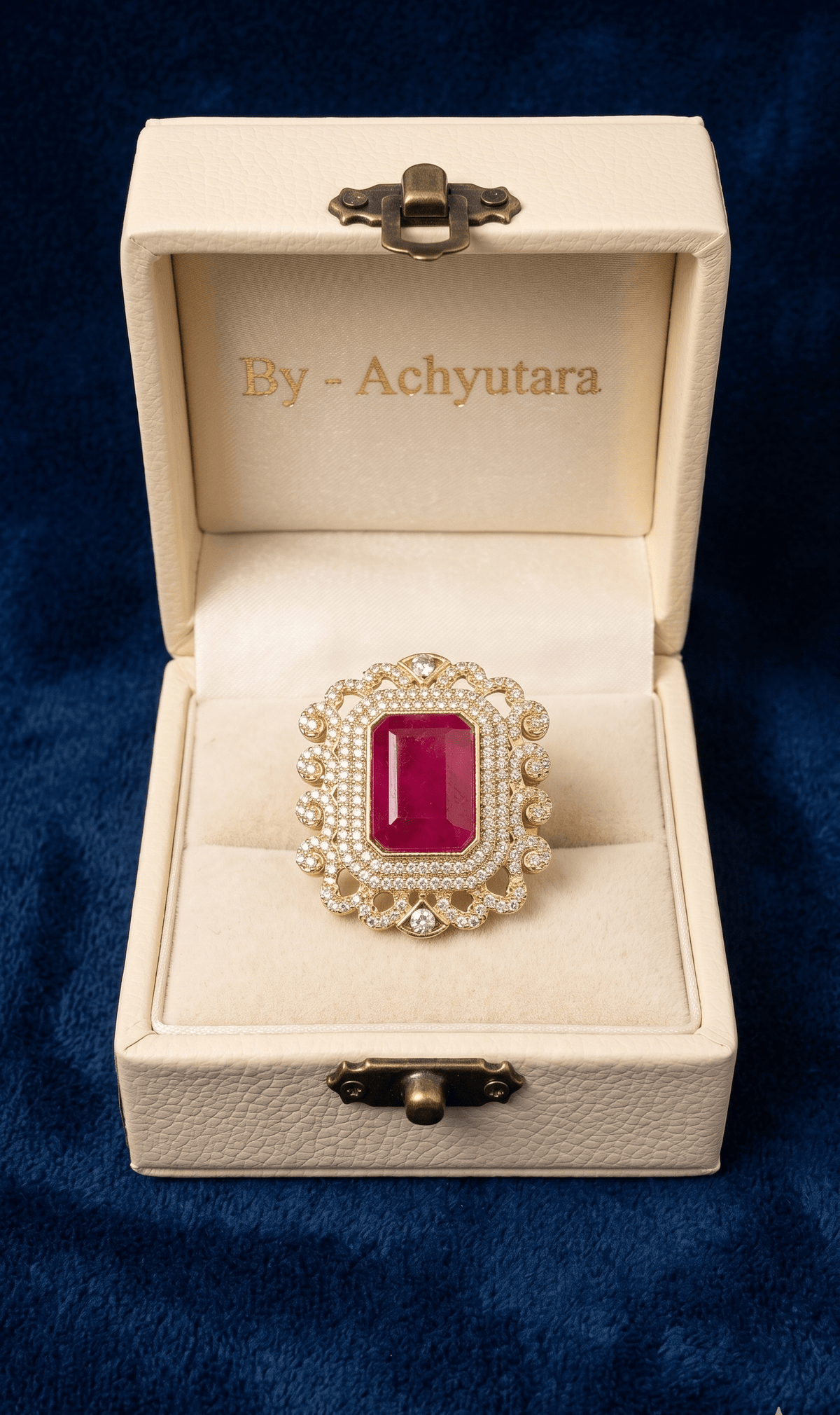 Royal Ruby Stone Adjustable Cocktail Ring - Achyutara