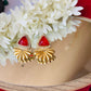 Ruby Red Dublet Statement Stud Earrings for Women - Achyutara