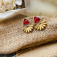 Ruby Red Dublet Statement Stud Earrings for Women - Achyutara