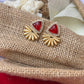 Ruby Red Dublet Statement Stud Earrings for Women - Achyutara