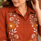 Rust Orange Floral Embroidered Co-Ord Set - Achyutara