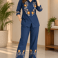 Rust Orange Floral Embroidered Co-Ord Set - Achyutara