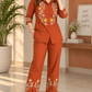 Rust Orange Floral Embroidered Co-Ord Set - Achyutara