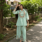 Rust Orange Floral Embroidered Co-Ord Set - Achyutara