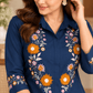Rust Orange Floral Embroidered Co-Ord Set - Achyutara