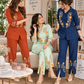 Rust Orange Floral Embroidered Co-Ord Set - Achyutara