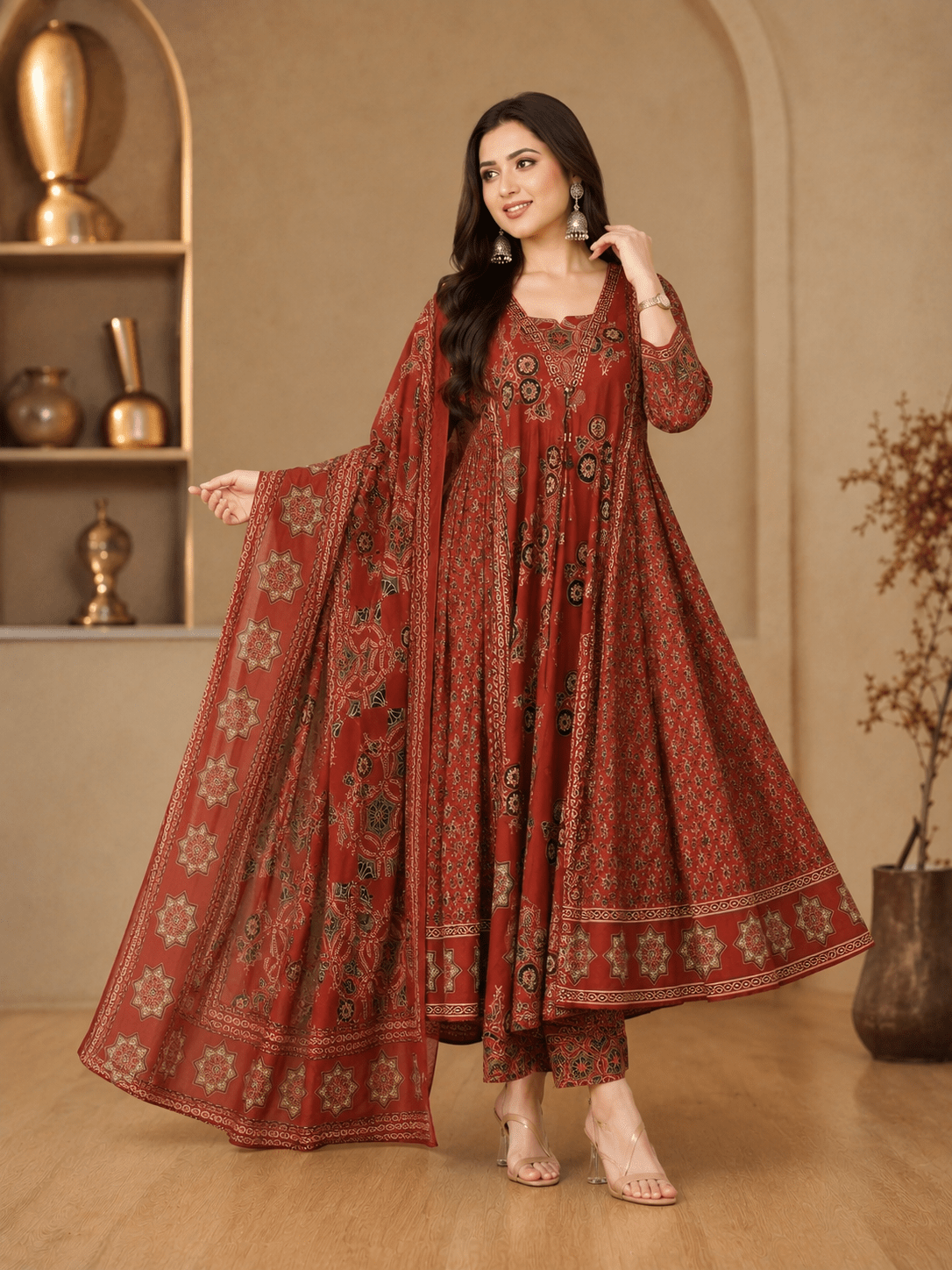 Rustic Royale Printed Kurta Set with Dupatta - Achyutara