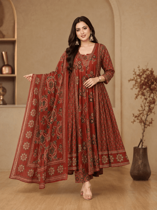 Rustic Royale Printed Kurta Set with Dupatta - Achyutara