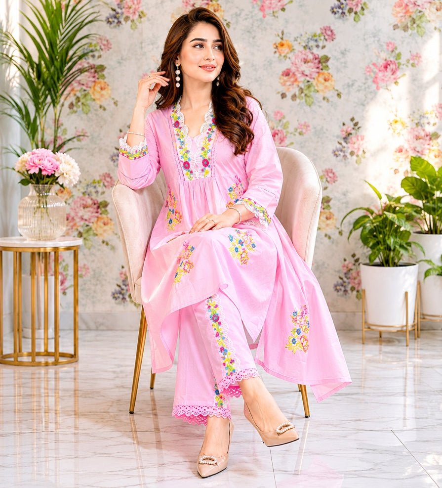 Soft Rose Floral Co-ord Set - Achyutara