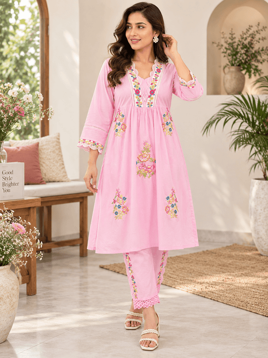 Soft Rose Floral Co-ord Set - Achyutara