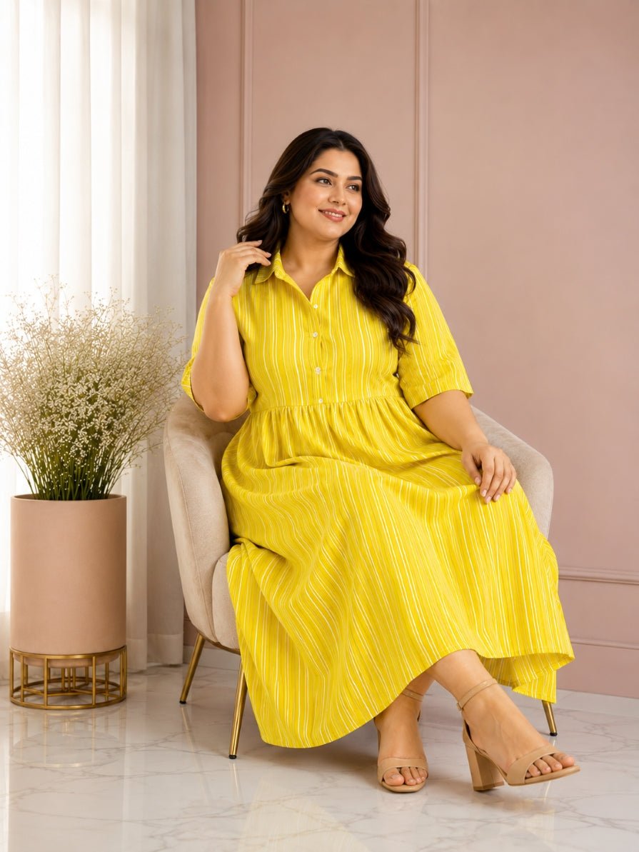 Sunshine Stripe Flowy Midi Dress - Achyutara