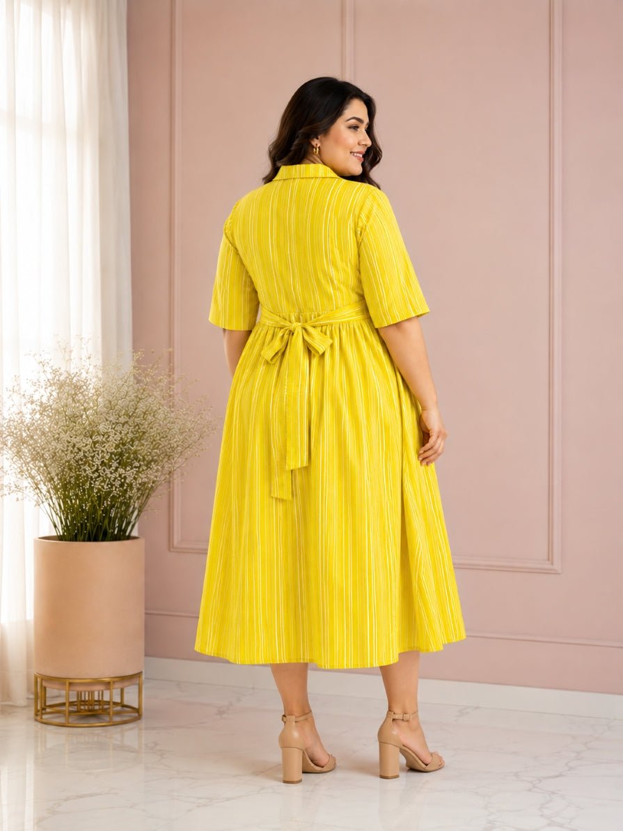 Sunshine Stripe Flowy Midi Dress - Achyutara