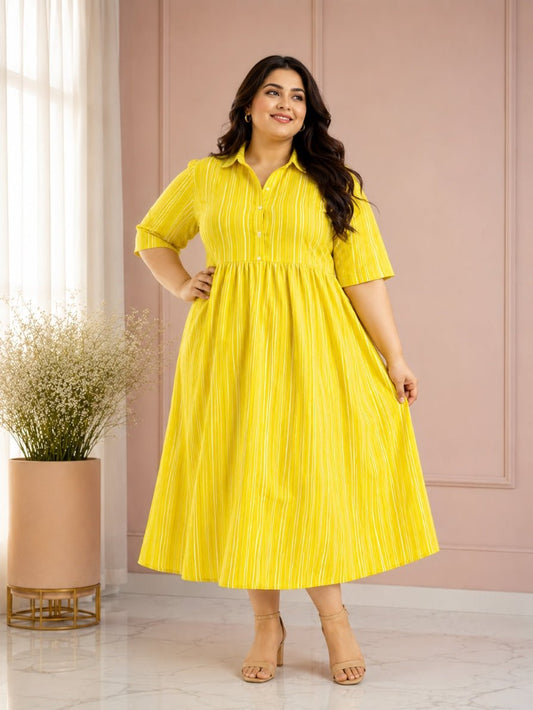Sunshine Stripe Flowy Midi Dress - Achyutara