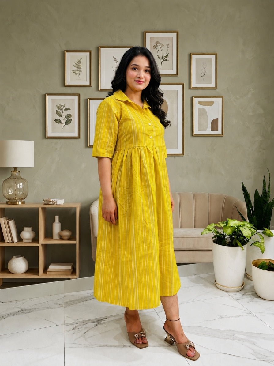 Sunshine Stripe Flowy Midi Dress - Achyutara