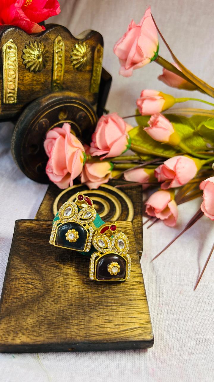 Traditional Gold-Plated Kundan Stone Stud Earrings - Achyutara