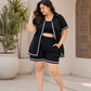 Trendy Black Cotton Crop Top, Shirt & Shorts 3-Piece Set for Women - Achyutara
