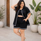 Trendy Black Cotton Crop Top, Shirt & Shorts 3-Piece Set for Women - Achyutara