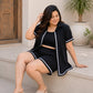Trendy Black Cotton Crop Top, Shirt & Shorts 3-Piece Set for Women - Achyutara