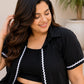 Trendy Black Cotton Crop Top, Shirt & Shorts 3-Piece Set for Women - Achyutara