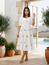 Whimsical Butterfly Embroidered Cotton Maxi Dress - Achyutara