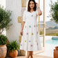 Whimsical Butterfly Embroidered Cotton Maxi Dress - Achyutara