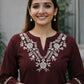 Wine Elegance Embroidered Kurta Set - Achyutara