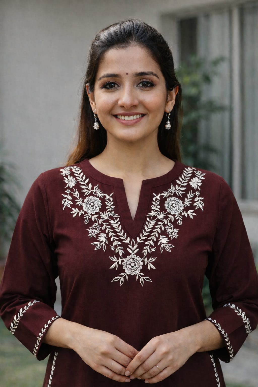 Wine Elegance Embroidered Kurta Set - Achyutara
